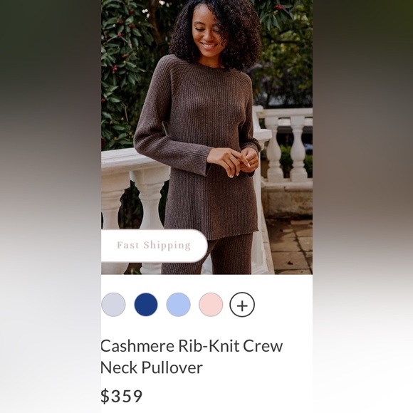 Nap Loungewear 100% Cashmere Rib-Knit Crew Neck Pullover Sweater, Retail $359 - Picture 3 of 16